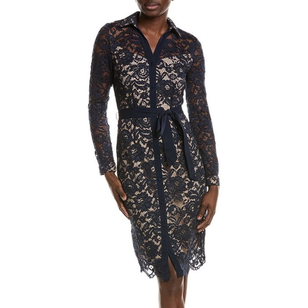 NANETTE LEPORE NAVY LACE SHIRTDRESS